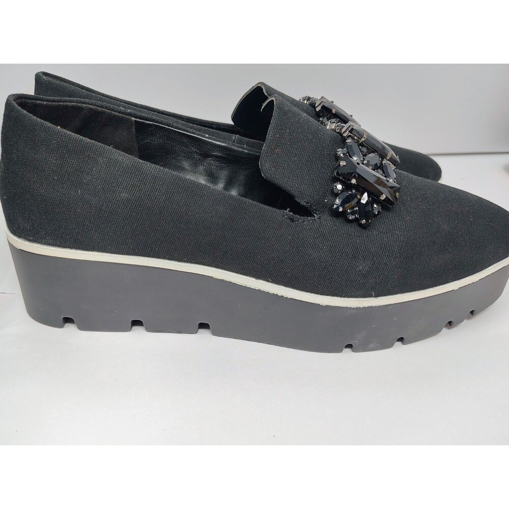 Karl Lagerfeld Paris Bri Loafer Flats Slip On Shoes Black Rhinestone Womens 7M - Picture 5 of 9